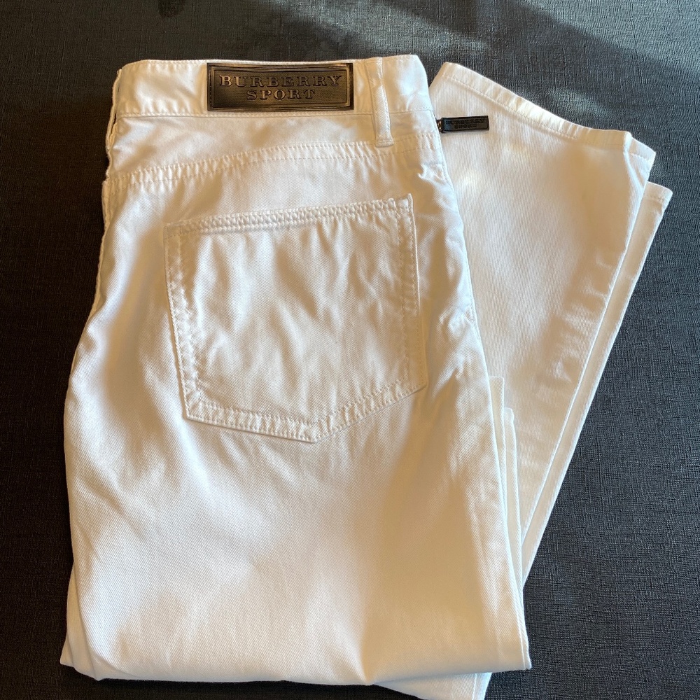 Burberry Sport White Skinny Jeans Size Small 4 Open Pockets 1 Zip Pocket